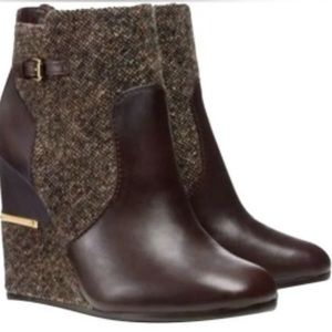 Tory Burch Brown Cherie Wedge Boots/Booties Sz 6.5